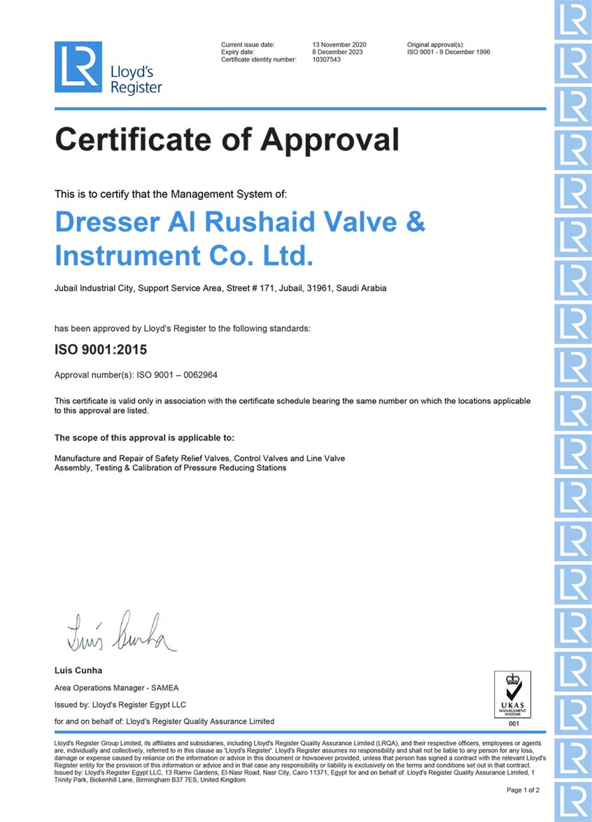 Lloyds iso/ts 29001-2010 [Certificate of Approval]